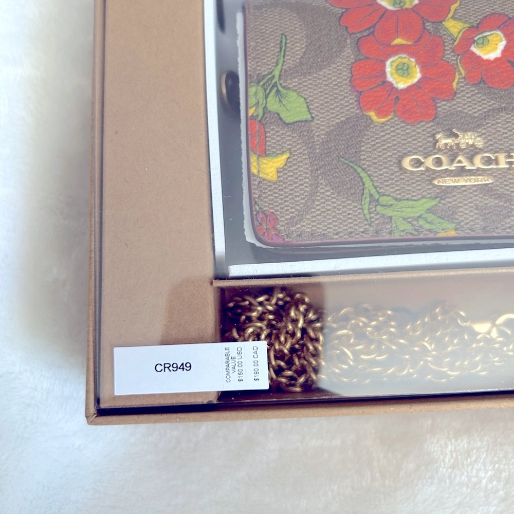Coach CR949 Boxed Mini Wallet On A Chain In Signature Canvas With Floral Print - Picture 7 of 9